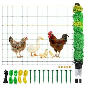 Electric Poultry Netting 41.5" H x 164' L, Portable Electric Chicken Fence for Chickens, Ducks, Geese & Turkey, Anti-Predator Poultry Net Fencing with Double Spike Posts for Backyard, Farm & Homestead