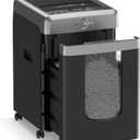 BONSEN 300-Sheet Auto Feed Micro-Cut 2-in-1 Paper Shredder for Office, 60-Mins Heavy Duty Shredder, P-4 High Security, 58dB Super Quiet, 8.1-Gal Pullout Bin, Casters, Black&Sliver (New Version)