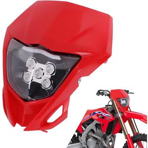 AnXin Dirt Bike LED Headlight,Motorcycle Headlights Kit Universal for CRF250R CRF250F CRF450R CRF250L CRF450L XR650L Most Dirt Pit Bike Supermoto Enduro Motocross Red