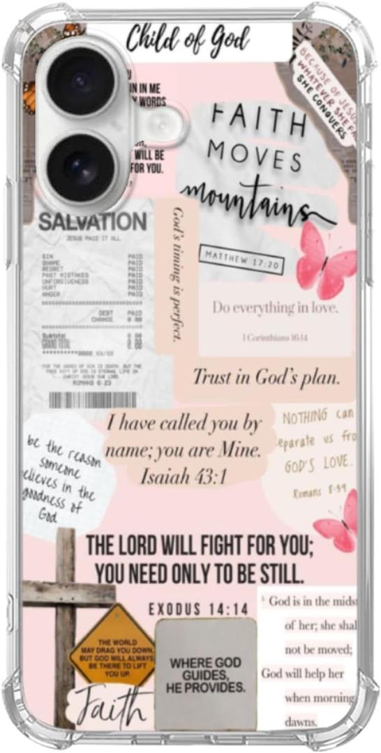 Christian Bible Verses Phone Case Compatible with iPhone 17, Jesus Faith Salvation Phone Cover for iPhone 17