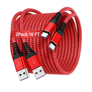 USB C Type C Cable 10FT,Nylon Braided Fast Charging 3A Quick Charger Cord,USB A to Type C Charger Cord Cable for iPhone 15 Samsung Galaxy S20 S10 S9 S8 Plus S10E, Note 20 10 9 8, Moto G7 G8