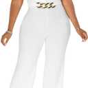 Women's Summer Formal Dressy Jumpsuits Elegant V Neck Sleeveless Party Rompers Stretchy Wrap Wide Leg Long Pants Clubwear (X-Large, White)