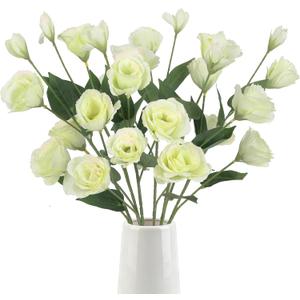 6PCS Green Eustoma Lisianthus Artificial Flowers Faux Silk Flowers 26.8" Fake Flowers for DIY Wedding Bouquet Centerpiece Table Home Party Decor(Green)