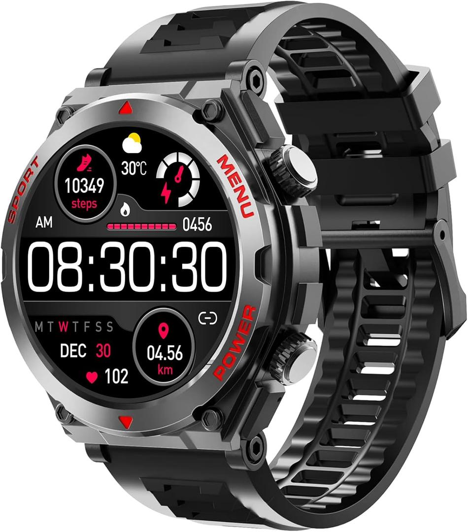 Smart Watch with Phone Function, Make/Answer Call AI Voice Control, Smartwatch with 28 Sport Modes Pedometer Fitness Watch for Android and iOS Phones Men Women (Round, Black)