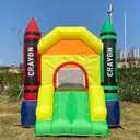 Outdoor & Indoor Mini Inflatable Bounce House with Blower Toddler Castle Kids Bouncy House with Slide, air Blower, Carrying Bag and Water Bag, 6.07 ft x 4.76 ft x 5.35 ft