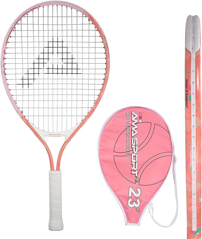 Kids Tennis Racket for Boys & Girls Aged 2-12 - Multi-Color & Style Youth Tennis Racket for Beginner, Includes 420D Nylon Shoulder Strap Bag (Yellow)