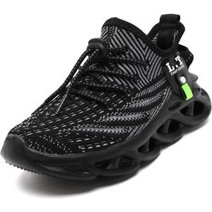 GLYGML Kids Shoes for Boys Girls Running Tennis Sneakers Athletic Walking Gym Sports Lightweight Breathable for Toddler/Little Kid/Big Kid All Black Size 11