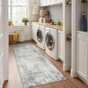 RELEANY Washable Area Rugs 2'x6' Non-Slip Modern Abstract Soft for Living Room Entryway Bedroom Kitchen, Print Pattern, Gray White Grey