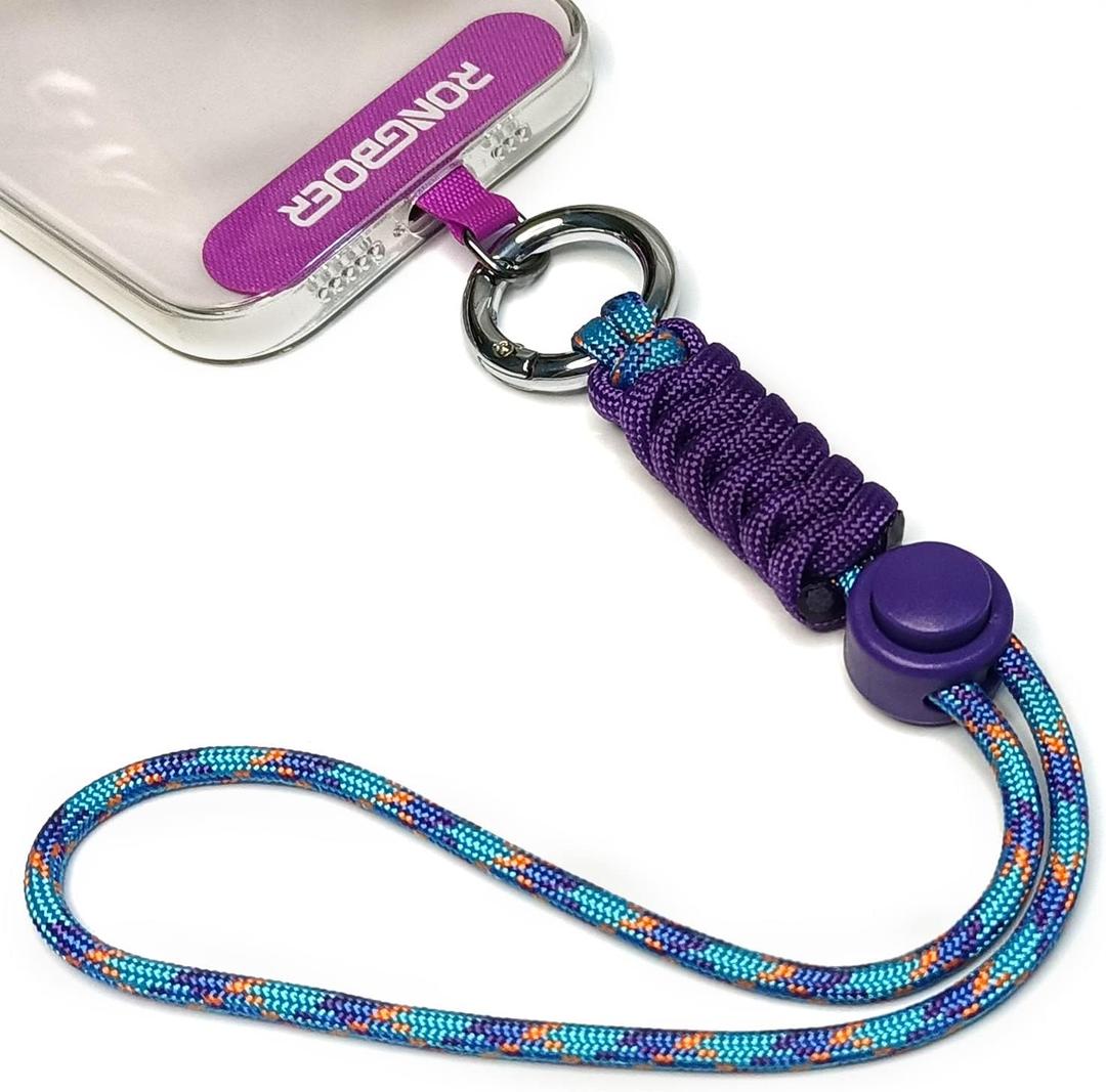 Cell Phone Lanyard - Wrist Strap for Women, Phone Bracelet, Camera Wrist Lanyard, Short Wrist Lanyard for Keys, Keychain Lanyard - Purple Blue