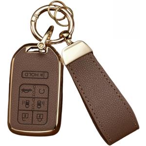 Key Fob Cover for Honda, Leather&TPU Key Cover Shell for Odyssey EX LX SE Touring Elite (Brown)