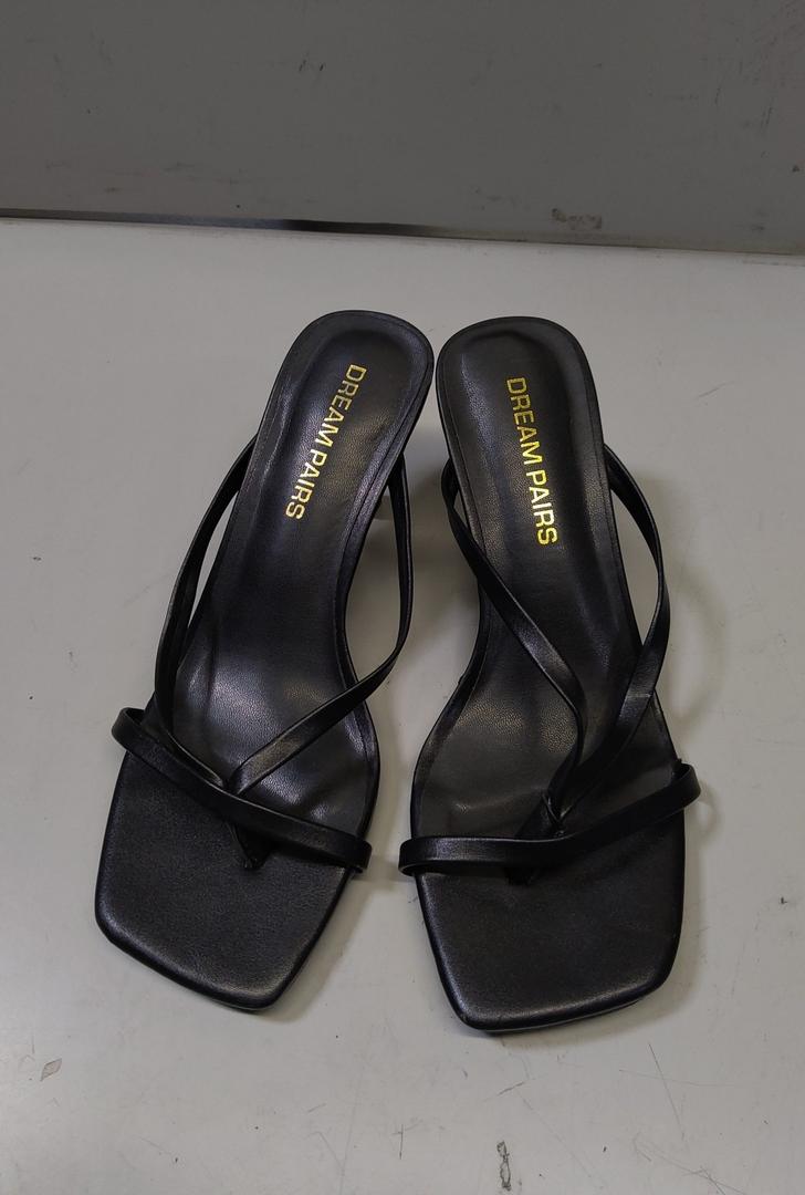 DREAM PAIRS Women's Flip-Flops Kitten Heels Sandals open square toe thong heels, comfortable mules heels, dress shoes for women, fashion summer vacation sandals, Size 6