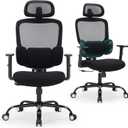 Office Chair Ergonomic Desk Chairs with Adjustable Lumbar Support & Headrest, Mesh High Back Home Office Desk Chairs with Adjustable Height Armrests, Comfy Swivel Task Computer Chair