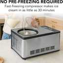 Whynter Ice Cream Maker Machine Automatic 2.1 Qt. with Built-In Compressor, LCD Digital Display & Timer, No Pre-Freezing, ICM-200LS, Stainless Steel