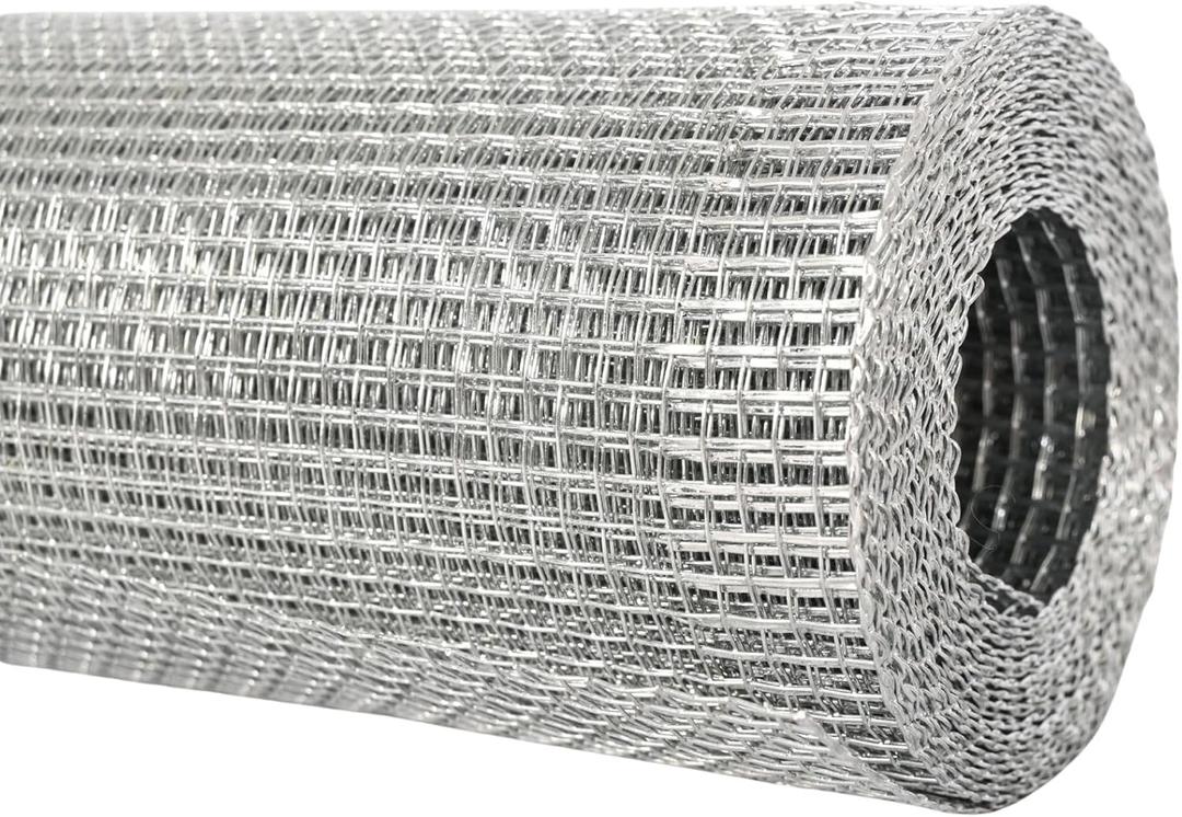 Galvanized Hardware Cloth 1/8 Inch Wire Mesh Roll Ideal for Garden Fencing, Chicken Coops, DIY Projects, and Beekeeping (16in x 10ft)