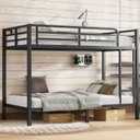 Bellemave Twin XL Over Twin XL Bunk Bed for Adults, Heavy Duty Bunk Beds Frame with Build in Ladder and Full Length Guardrail, Easy Assemble Bunkbeds, Noise Reduced, Mattress Not Included, Black