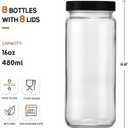 8 Pack Glass Juice Bottles with 8 Airtight Lids & 2 Straw Hole Lids & 2 Straws - 16OZ Travel Juicing Jars, Drinking Water Cups - Reusable Tall Mason Jar for Juice, Bubble Tea, Smoothie, Kombucha