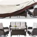 Patio Furniture Cover for 5 Pieces Set-Waterproof 600D Oxford Fabric Cover for 5 PCS Outdoor Sets Wicker Metal Couch Rocking Glider Swivel Chairs Ottomans Sectional Sofa Dining Chair Beige