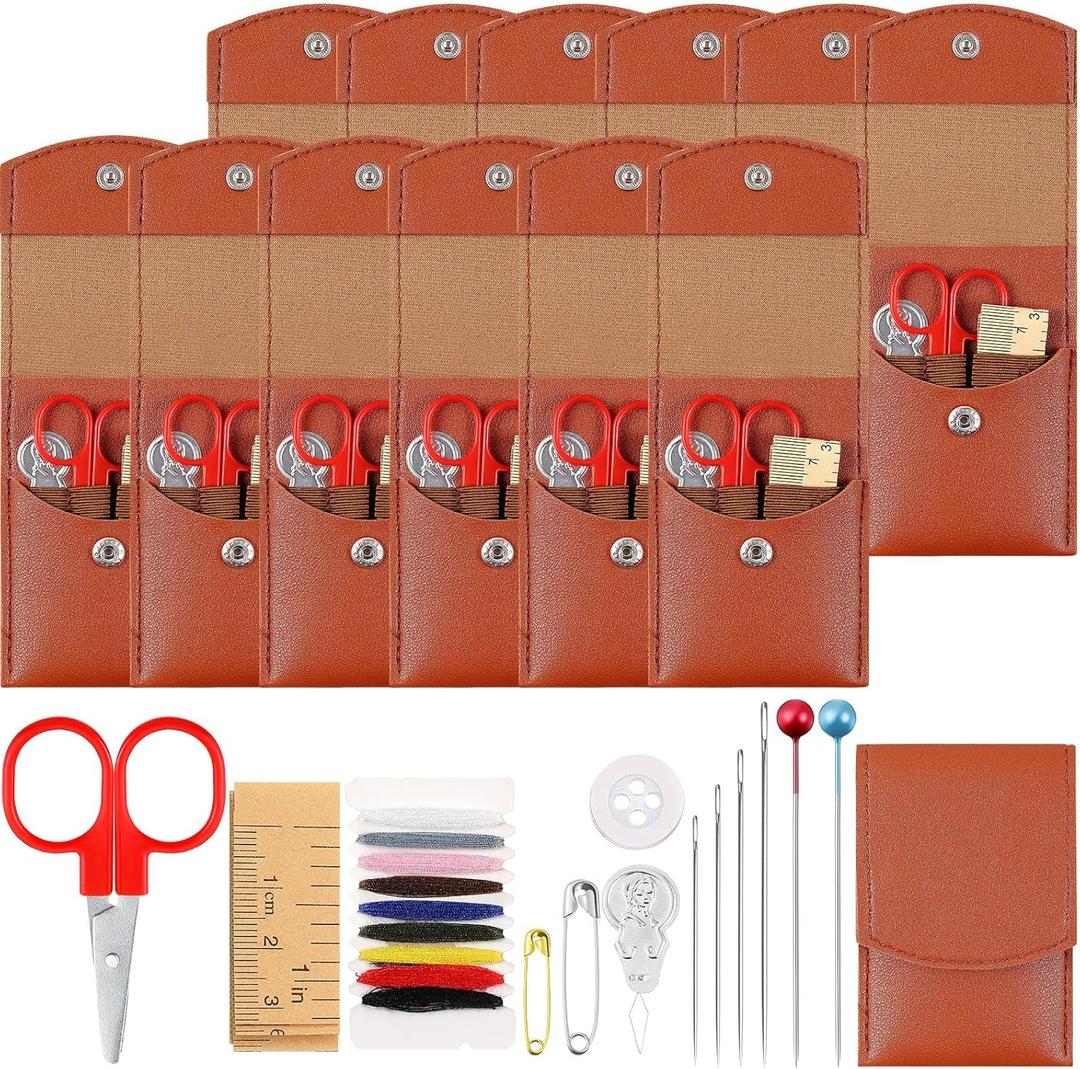FineCheer 12 Sets Mini Sewing Kit Travel Sewing Kits Bulk Portable Sewing Bag Set Thread Repair Kit with Needles Pin Threads Button, DIY Supplies with Accessories for Adults, Beginners, Travelers
