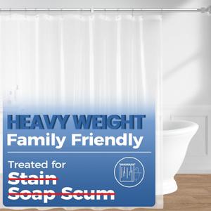 downluxe Shower Curtain Liner, PEVA Plastic Shower Liner with 3 Magnets, 72" x 72" Waterproof Bathroom Curtain, 8G Clear, 1 Pack