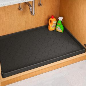 Jin&Bao Waterproof Under Sink Mat 37" x 22", Thick Silicone Mat Cabinet Protector for Kitchen and Bathroom, Shelf Liner, Home Organizer and Storage, Multipurpose Tray for Gadgets and Essentials