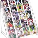 2 Pack Upgraded 5 Tier Acrylic Card Display Stand, Clear Display for Greeting Cards, Sports Cards, Postcards, Stickers & Brochures, Easy Snap-On, Increased Height & Thickness for Better Presentation