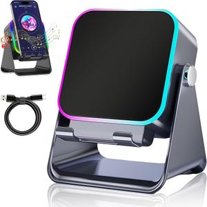 Wireless Induction Portable Bluetooth Speaker  5 in1 Bluetooth Speaker Phone Stand with Colorful Ambient Light 360° Rotation Compatible with Most Phones  Unique Birthday Gift for Men Women Adults