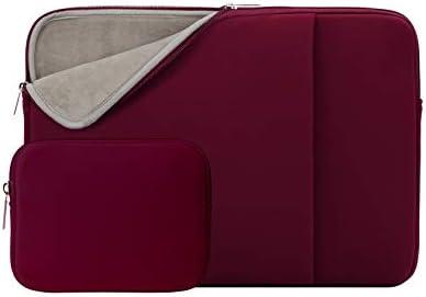 RAINYEAR 14 Inch Laptop Sleeve Protective Case Soft Fluffy Lining Cover Carrying Bag with Front Pocket & Accessories Pouch, Compatible with 14" Notebook Computer Chromebook (Red, Upgraded Version)