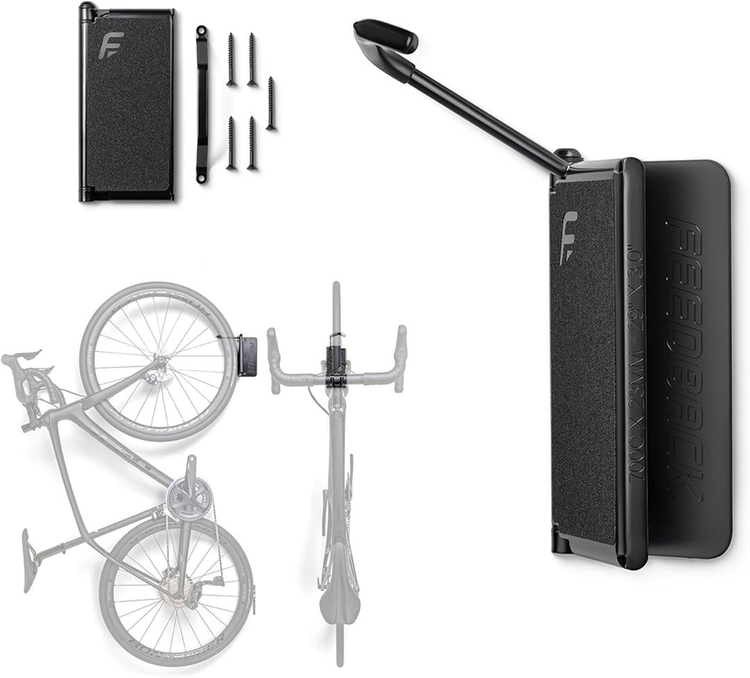Feedback Sports | Velo Hinge 2.0 (Single) Pivoting Swivel Bike Wall Mount | Vertical Bicycle Hanger | Garage Fold Away Bike Hook | Road, Gravel, Mountain Bike Compatible (One Size)