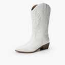 DREAM PAIRS Women's Cowboy Boots Mid Calf Cowgirl Boots Embroidery Stitched Western Boots Size 6.5