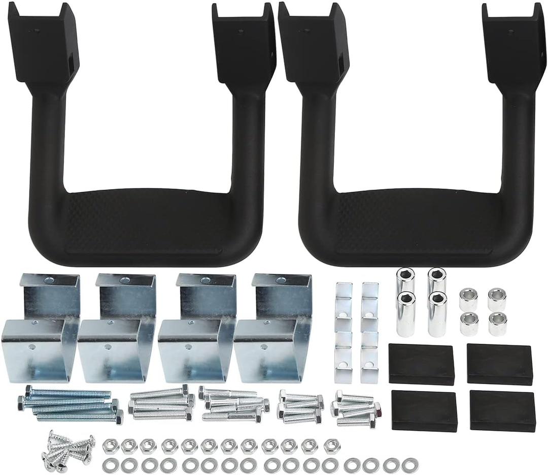 2 Pieces (1 Pair) Black Powder Coated Truck Side Step Set, Includes Mounting Brackets - Fits Various Trucks Compatible for Chevy (Chevrolet), Ford, Toyota, GMC, Dodge RAM and Jeep