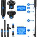 Fountain Pump Nozzle kit 8PC Mushroom Spray Head Kit for Pond Pumps - Water Fountain Nozzle Set Submersible, Black (Large)
