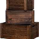 Large Vintage Brown Wooden Crates For Storage,Nesting Handmade Solid Wood Vintage Black Wood Storage Boxes.Storage Crates For Organizing.