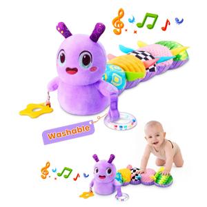 Baby Toys 0-6 Months, Washable Baby Musical Caterpillar Toys with 10 Kid's Song,Rattles,BabyTeething Toys,Suitable for 0-6, 6-12 Months Infant Tummy Time Toy,Newborn Baby Boy&Gril Scensory Gifts (purple)