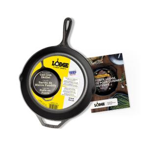 Lodge Seasoned Cast Iron Skillet - 12 Inch Ergonomic Frying Pan with Assist Handle