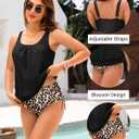 Holipick Two Piece Blouson Tankini Swimsuits for Women Tummy Control Bathing Suits Modest Tankini Top with Bikini Bottom (Blue, S)