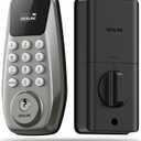 2 x DESLOC C100 Keyless Entry Door Lock with Visual Display, 100 Customizable User Codes and 4 One-Pass code, door locks for front door with 2 Keys,12 Months Battery, IP54, BHMA Grade 3, Auto Lock, Nickel