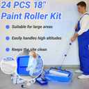 18 Inch Paint Roller Kit,18" Paint Tray Liner kit, 25Pcs Paint Roller Tray with Liner, 12''~18'' Large Paint Roller Frame, 57 inch Paint Extension Pole, Suitable for Painting Large Areas