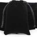 Velvet Cloth Drawstring Dice Bag, Black Coin Purse 3x4 inches Pouch, Or Wrapping Mother's Day Gift, Small Jewelry, Stones, Bracelet(50 Pcs)