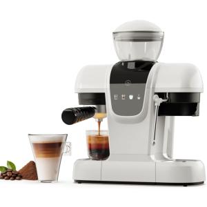 i Cafilas Semi-Automatic Espresso Machine with Grinder & Steam Wand,White