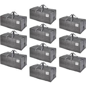 VENO 10 Pack Moving Bags w/ Backpack Straps, Heavy Duty, Moving Boxes Alternative, Packing Supplies, Large Storage Totes for Dorm Room Essentials with Zipper for Clothes (Gray, 10 Pack)
