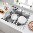 Herogo 25×22 Inch Kitchen Sink, Stainless Steel Drop In Single Bowl 10'' Deep Kitchen Sink with Accessories, for Rv Bar Farmhouse, 