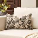 Yangest Neutral Floral Pillow Cover 12 x 20 Inches, Vintage Chenille Rectangle Throw Pillow Cover Soft Decorative Farmhouse Accent Couch Pillow Cover for Living Room Bedroom, Grey