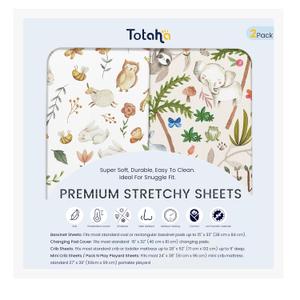 TotAha Changing Pad Cover, Buttery Soft Diaper Changing Pad Covers for Girls Boys, Super Stretchy Jersey Knit Changing Table Covers, 5'' Deep Pocket, 2 Pack (Happy Zoo & Jungle)
