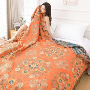 Boho Throw Blanket for Bed - 100% Pure Cotton Ultra Soft Rustic Quilt - Farmhouse Decor Bed Blankets, All Season Rustic Throw for Sofa Couch Chair(80''x 90'', Boho) (Boho Patten 3)