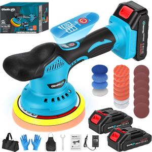 Cordless Car Buffer Polisher Kit, 6-Inch Ultimate Car Polishing Kit with 2x2.0Ah 21V Batteries & 28PCS Attachments, 8-Speed 6000RPM Cordless Buffer Polisher for Car Detailing, Waxer, Scratch Removal