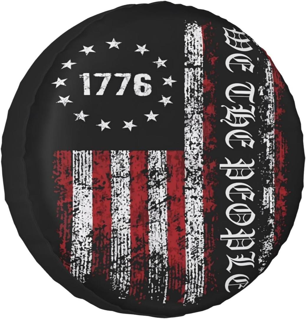 Vintage America American Flag Spare Tire Cover Weatherproof Wheel Protectors Dust-Proof Sun Protection Wheel Tire Covers Universal Fit for Truck SUV RV Camper Trailer Car Accessories 15 inch (Red)