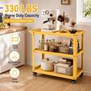 3 Tier Metal Utility Rolling Cart with Wheels, Yellow