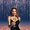 Navy Blue Glitter Backdrop 12x10ft Rose Gold and Blue Background for Photography Birthday Graduation Wedding Baby Shower Party Decorations Cake Table Banner Photo Booth Props