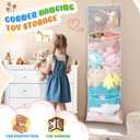 2 Pack Corner Stuffed Animal Toy Storage Hanging Organizer, Expandable Mesh Net Pockets, Stores Loads of Plush Toys - Large Plushie Display for Boys, Girls - Grey