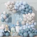 Dusty Blue Balloons Garland Arch Kit, Haze Blue Sand White Balloon Arch Kit, Pastel Blue Beige Balloon for Baby Shower Gender Reveal Birthday Engagement Wedding Bridal Shower Party Decorations